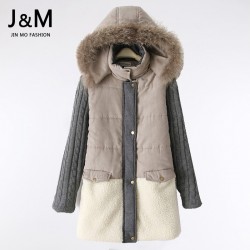 2015-High-Quality-Natural-Fur-Collar-Winter-Coat-Women-Warm-Parkas-Wool-Patchwork-Jacket-Plus-Size-1