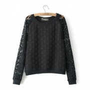New-Women-Autumn-Casual-Lace-Sweatshirts-Round-Dot-Embossed-Tracksuit-Long-Sleeve-Ladies-Lace-Tops-EF80-2