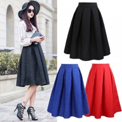 Plus-Size-Vintage-Skirt-New-Fashion-2015-Spring-Casual-Pleated-Knee-length-Midi-Skirt-Ball-Gown-1